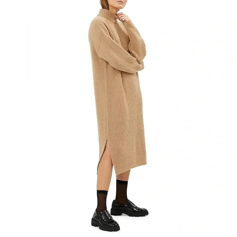 Minimum Tan Ribbed Knit Dress